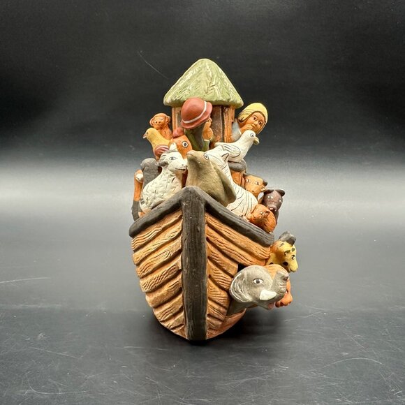 Noahs Ark Clay Figurine Folk Art Decor Maurelio Peru Animals Bible Religious - Picture 3 of 11